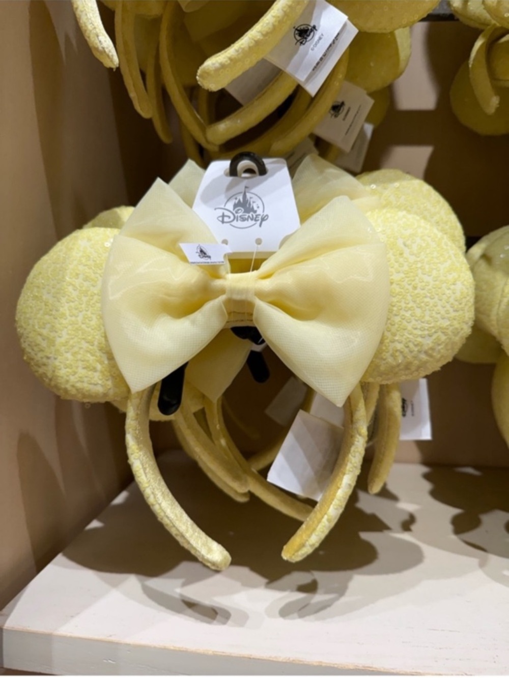 Disney Pale Yellow Minnie Ears Headband with Bow